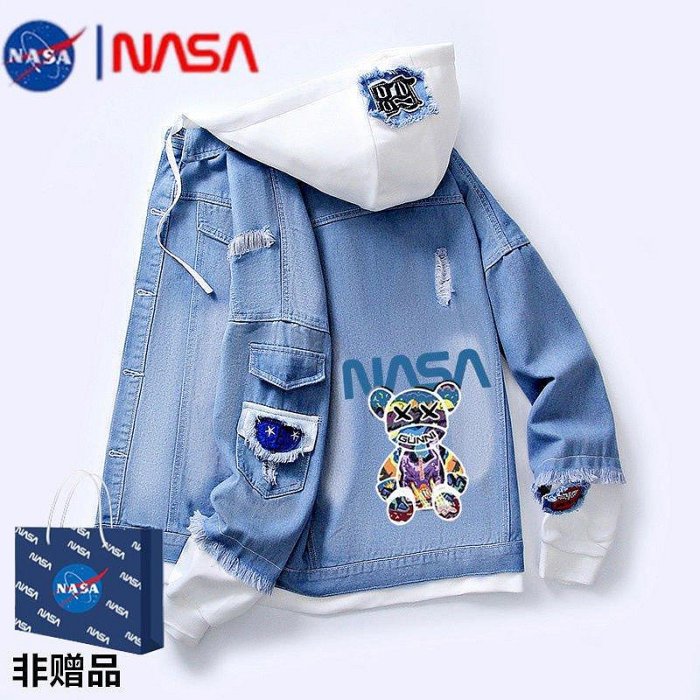 NASA聯名牛仔外套男夏季韓版潮流潮牌春秋款夾克男青少年學生衣服 可開發票