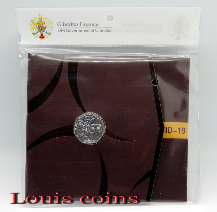 【Louis Coins】F036‧Gibraltar‧2020直布羅陀‧C0VID-19新冠肺炎抗疫紀念幣含冊