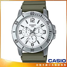 【柒號本舖】CASIO 卡西歐三環膠帶男錶-白 # MTP-VD300-3B (台灣公司貨)