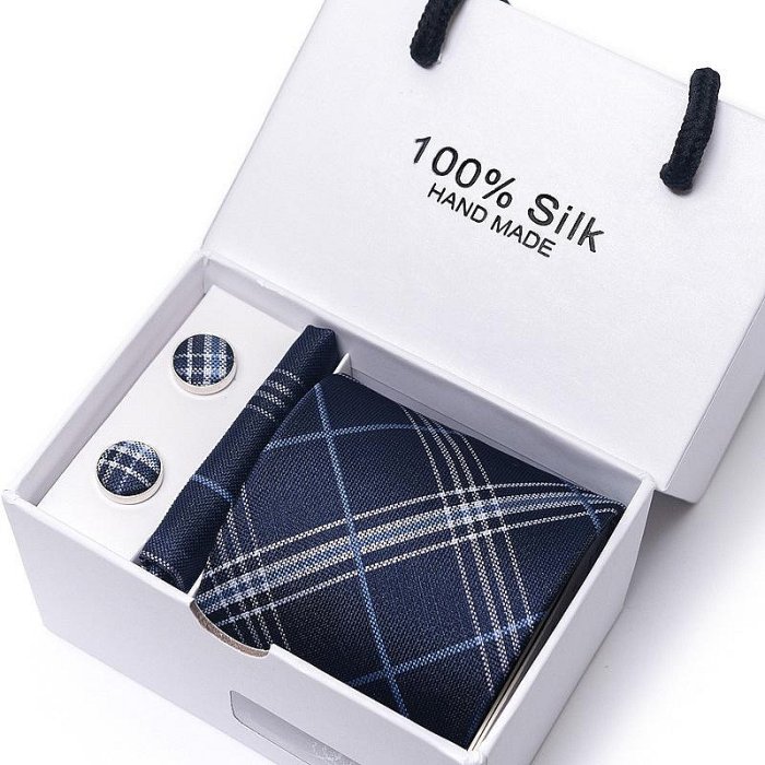 男士領帶2024新款領帶套裝禮盒男商務條紋領帶源頭提花手打領帶