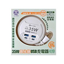 小白的生活工場*安全達人 35W 氮化鎵USB充電器 4埠/0.47M 【TUB-26】SH4344