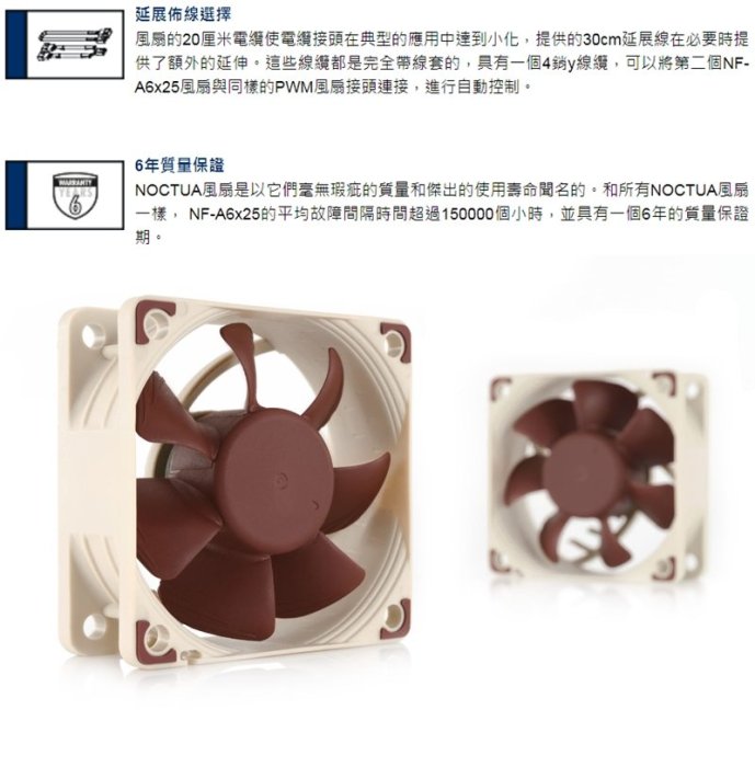 [地瓜球@] 貓頭鷹 Noctua A6x25 PWM 6公分 風扇 溫控 靜音 磁穩軸承 NF-A6x25