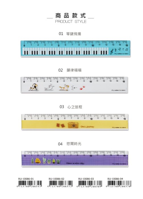 《樂樂鳥》RU-10086-溝引尺/塑膠尺/測量尺/直尺-15cm|珠友文化|定價：20元