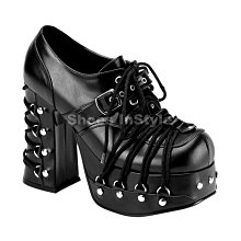 Shoes InStyle《四吋》美國品牌 DEMONIA 原廠正品龐克歌德蘿莉鉚釘厚底高跟包鞋踝靴 有大尺碼 『黑色』