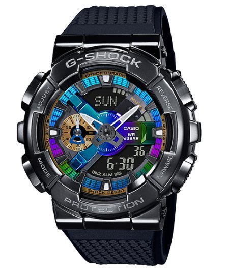 【萬錶行】CASIO G  SHOCK 重工業風金屬雙顯手錶  GM-110B-1A