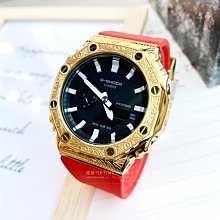 預購款！！G-SHOCK 農家橡樹 GA-2100-1A 手錶＋復古雕花膠帶改裝套組(紅金） 克羅心風 復古風