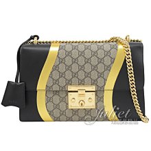 【茱麗葉精品】全新精品 GUCCI 專櫃商品 432679 Padloc 經典印花肩背翻蓋鍊包.黑/駝 預購無現貨