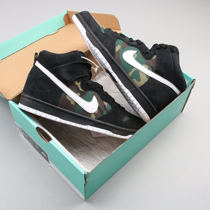 NIKE SB DUNK HIGH PRO 運動休閒滑板鞋黑綠迷彩BQ6826-001 男鞋