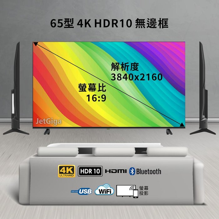 【電視大盤商】全新65吋4K 智慧聯網LED電視~使用LG/BOE面板~送HDMI線~特價$12400元