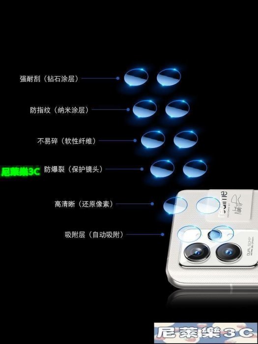 （尼萊樂3C）適用華為榮耀暢玩20鏡頭膜二十全屏鋼化膜后置攝像頭膜honor全包邊玩暢手機相機后背保護圈鏡片貼膜玻璃防