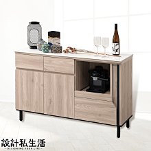 【設計私生活】柏特淺木色4尺餐櫃、碗盤櫃-岩板(免運費)113B