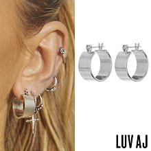 LUV AJ 好萊塢潮牌 銀色簡約 小寬版圓耳環 POSITANO HOOPS