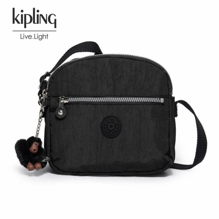 ＊米猜Shop＊全新Kipling 猴子包 KI4750 黑色 輕量防水 雙拉鍊多夾層旅遊斜挎包 隨身包 肩背/側背/斜背包