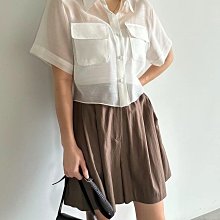 *~fuyumi boutique~*100%正韓 24S/S 雙口袋透肌感短板襯衫 酒紅/藍/綠/白