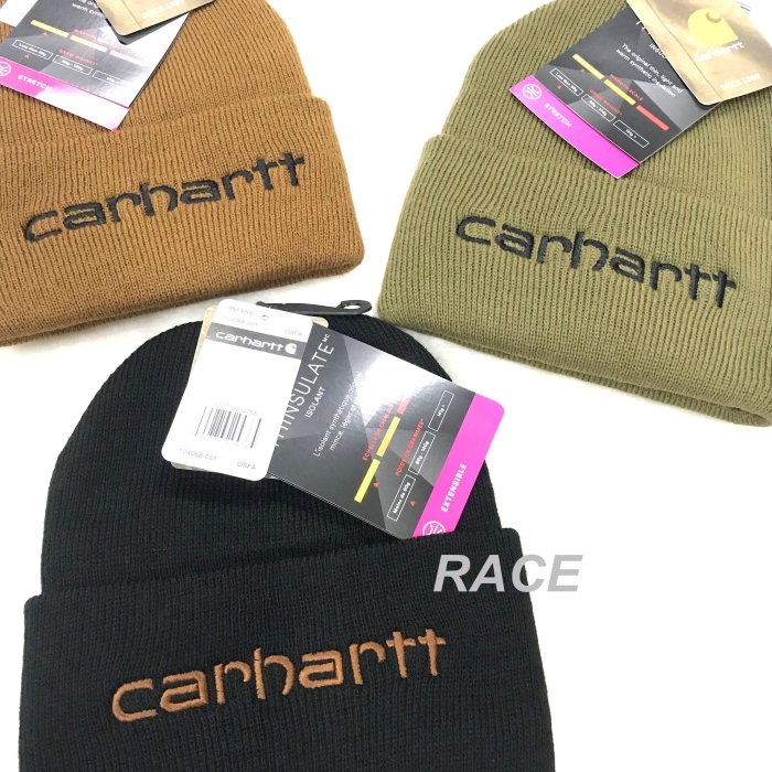 【RACE】CARHARTT TELLER 毛帽 短毛帽 反摺 卡哈 素面 基本款 LOGO 雙面款式 黑 軍綠 土黃