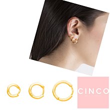 CINCO 葡萄牙精品 BAO HUGGIES EARRINGS 925純銀鑲24K金耳環 小圓耳環 3件組