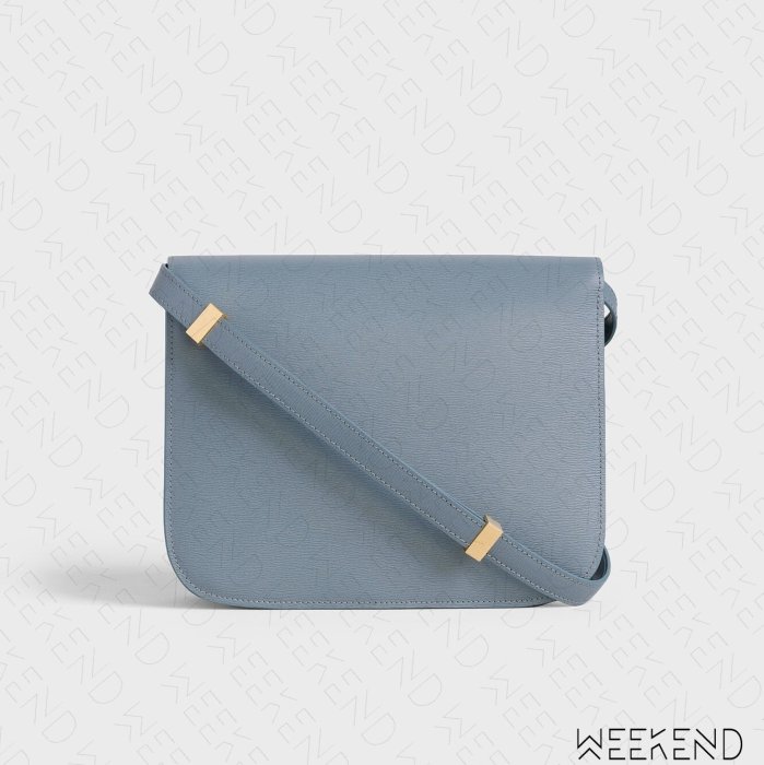 【WEEKEND】 CELINE Medium Classic Box Bag 中款 豆腐包 方包 肩背包 藍灰色