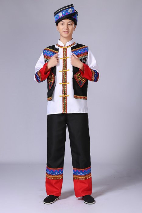 新款成人男士水族演出服56個名族男生少數民族合唱服舞臺表演服裝