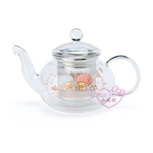 ♥小花花日本精品♥kikilala雙子星冬季系列 透明 耐熱玻璃 茶壺 咖啡壺 泡茶壺附濾網 下午茶必備