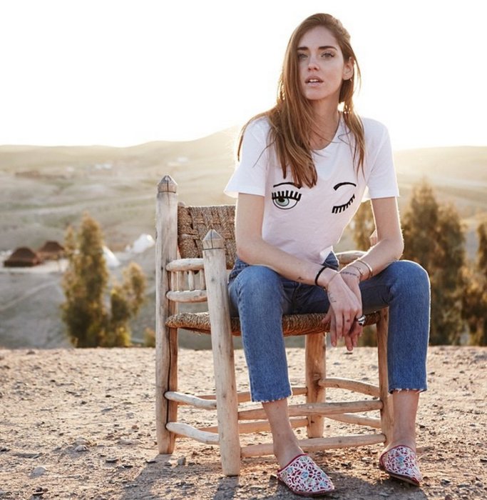 【現貨特價】正品 CHIARA FERRAGNI 眨眼短袖長T恤 Ｍ