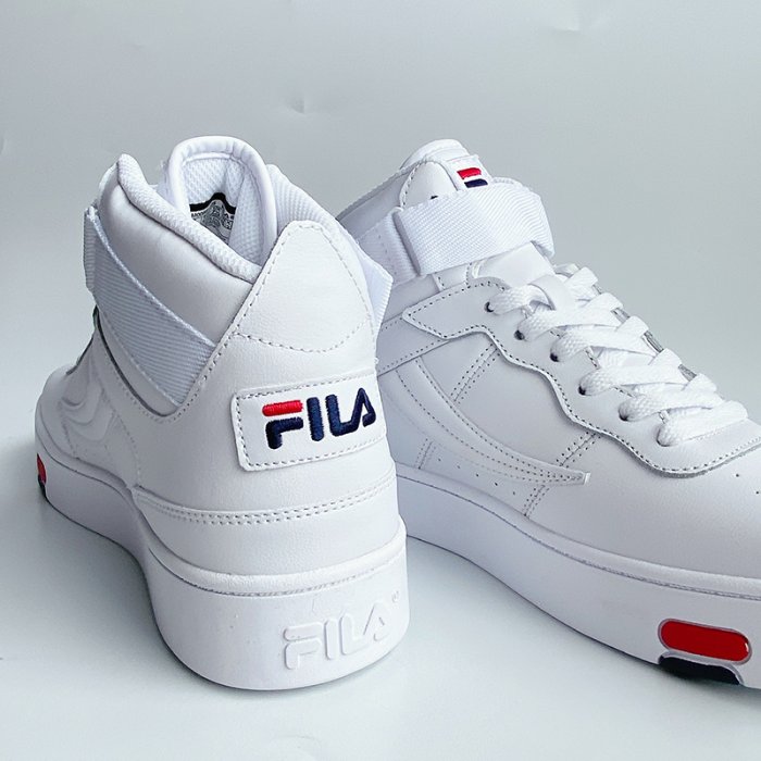 美國百分百【全新正品】FILA 休閒鞋 帆布鞋 運動鞋 高筒 全白 男 魔鬼氈 厚底 BO57