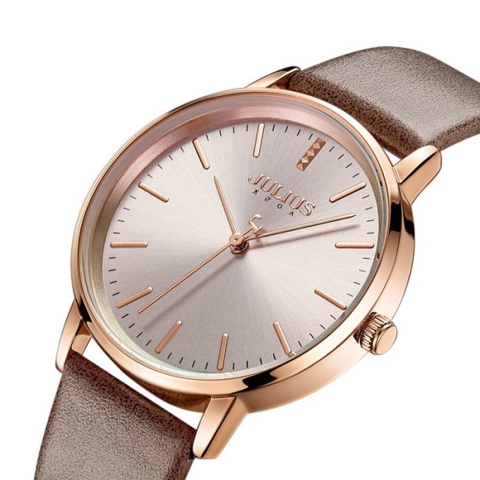 熱銷 手錶腕錶JULIUS聚利時新款大錶盤防水日本機芯皮錶帶休閑手錶 女 JA-1183 可開發票
