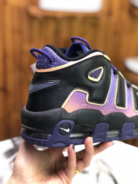 Nike AIR MORE UPTEMPO '96 UK 黑紫 皮蓬 大AIR 漸變色 籃球鞋 553546 018