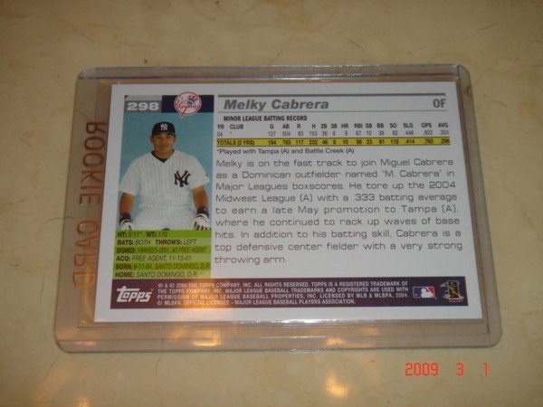 美國職棒 Blue Jays  Melky Cabrera 2005 Topps #298 RC 球員卡 新人卡