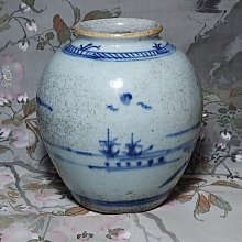 清代 乾隆  山水紋 青花 茶葉罐(太白尊)