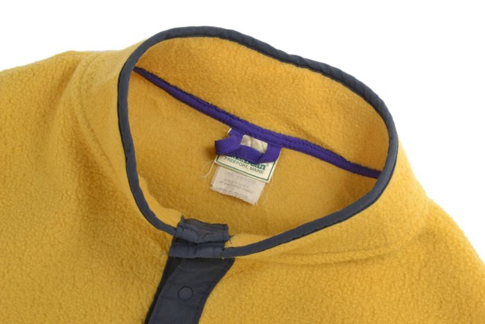 L.L Bean 刷毛 芥黃 S 素面 口袋 長袖 中層衣 Fleece Sleeve 罩衫 smock 戶外 撞色