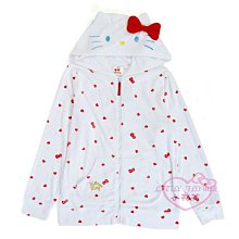 小花花日本精品♥ Hello Kitty白色絨毛大臉造型連帽外套經典紅色蝴蝶結舒適好穿外出通勤必備32088502