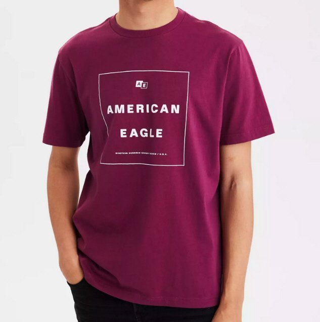 現貨 XS S M AE 潮牌 短T 紫色 短袖T恤 美國品牌 LOGO短T AMERICAN EAGLE 特價