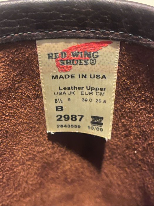 Red wing 2987 工程師靴 （美國製、尺寸：8.5B 有舊標印記）