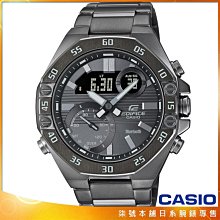 【柒號本舖】CASIO卡西歐 EDIFICE 賽車鋼帶錶-槍灰色 / ECB-10DC-1B 台灣公司貨