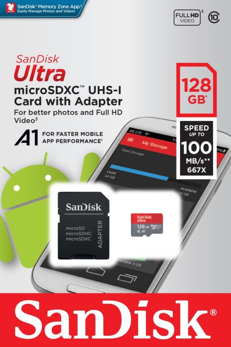 SanDisk Ultra MicroSDXC 128G (120M) U1 C10 A1 SDSQUA4