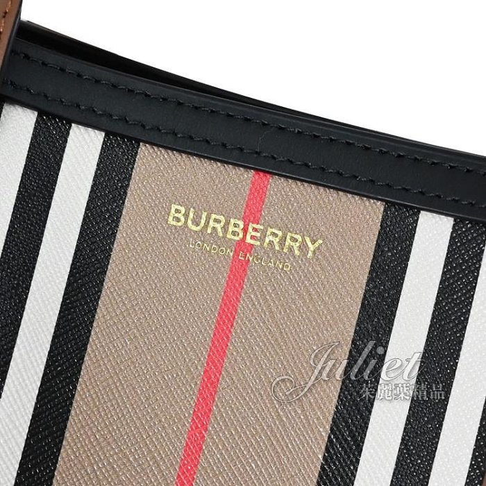 【茱麗葉精品】全新商品 BURBERRY 專櫃商品 8078436 英式條紋拼接直式肩背包.卡其 現貨