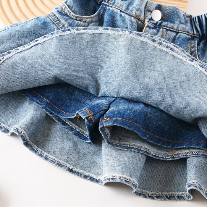 【Girl】 JC BABY 甜美多層牛仔短裙褲(藍色) #B2303316