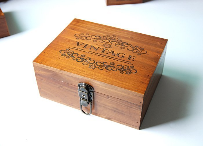 Boo zakka 木盒 收納木盒 收納盒 收納箱 鎖盒 原木 附鎖頭 生活雜貨 小款 中款 藍色 OBO02D3