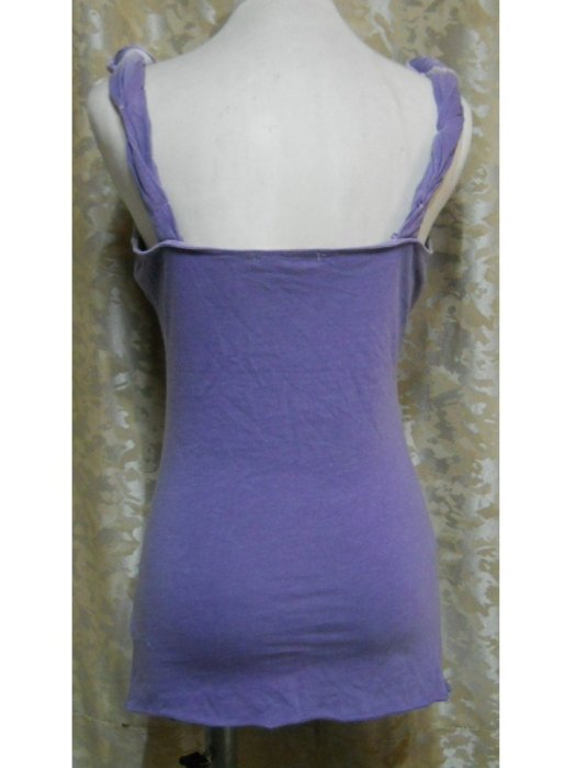 ~麗麗ㄉ大碼舖~S-M(30-34吋)羅蘭紫色結飾肩帶彈性小可愛~全賣場3件免運~小碼拍賣