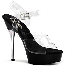 Shoes InStyle《五吋》美國品牌 PLEASER 原廠正品透明厚底高跟涼鞋 有大尺碼『黑色』