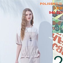 POLISEN聖路加設計師服飾(946-321)前3色拼接圖案前內下擺抽繩造型雪紡上衣原價2790元特價698元