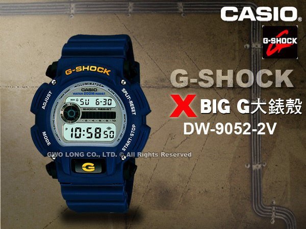 CASIO手錶專賣店 國隆 CASIO G-Shock DW-9052 男錶 黑 藍 多功能大錶徑抗震運動保固發票