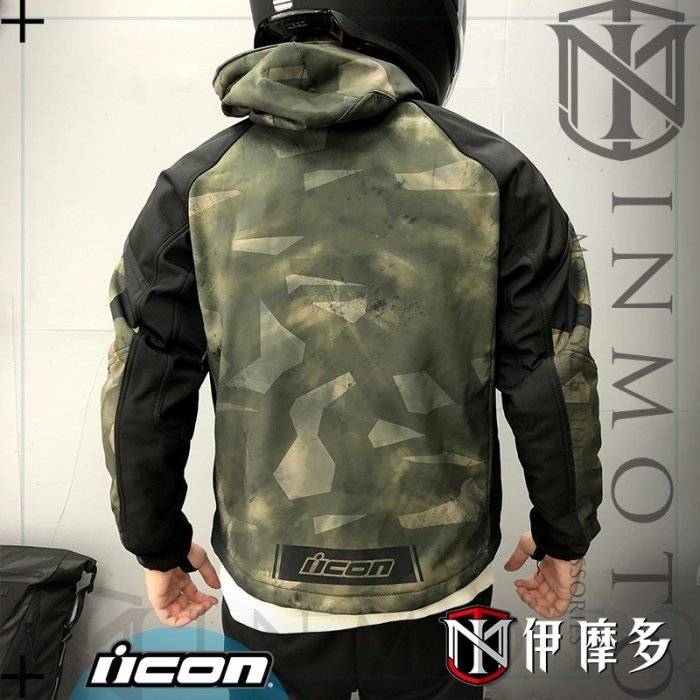 伊摩多※美國 iCON 防摔衣 D3O護具 通風拉鍊 連帽外套 防潑水 休閒版 MERC BATTLESCAR 綠