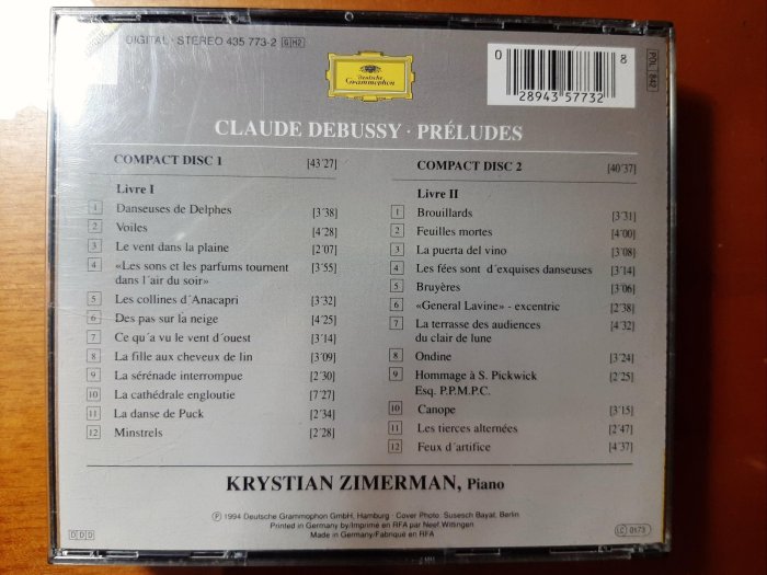 Zimerman,Debussy-Preludes Live 1 & 2,齊瑪曼，德布西-前奏曲集第一 & 二，2CD,解說冊有私人註記如照片，介意請勿拍，如新