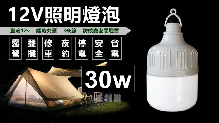 【喬尚】直流12v LED燈泡【30w】照明燈 工作燈 修車燈 夜市燈 地攤燈 露營燈 帳棚燈