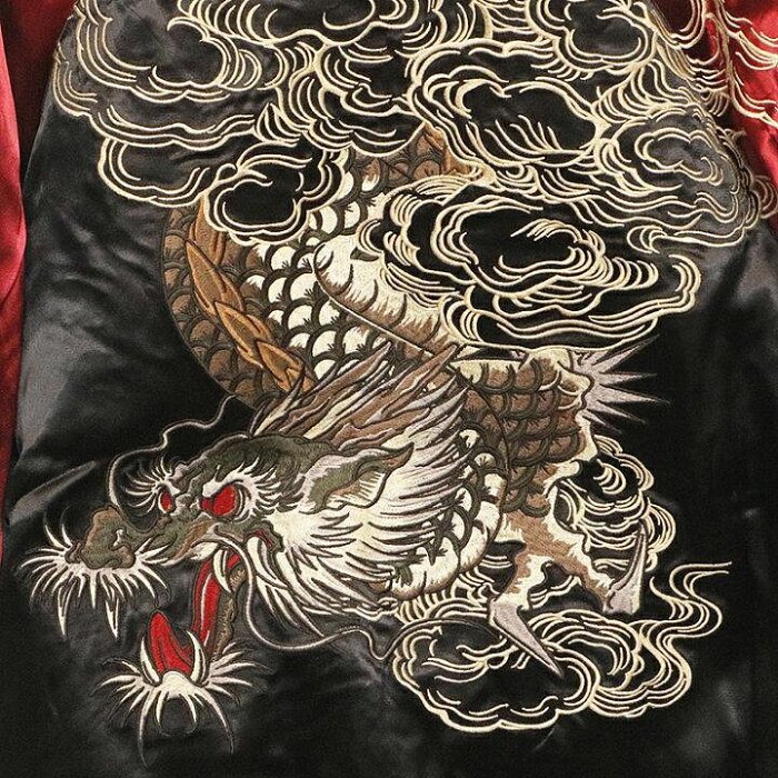 硬骨頭)日本暴れ龍逆鱗龍浮士繪全刺繡外套夾克橫須賀和柄雙面穿| Yahoo 