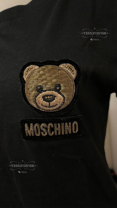 時尚萬歲 超美Moschino 黑色金屬刺繡熊上衣特價