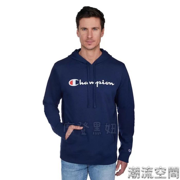 💃摩登黑妞💃 Champion 男 刷毛 連帽 上衣 經典LOGO 現貨 福利品 136451-潮流空間