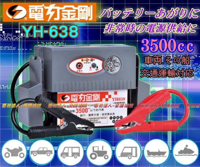 【電池達人】電力金剛 YH-638 汽車救援 電瓶 啟動 救車 LED照明 電匠 電霸 哇電 電力士 核電廠 電源供應