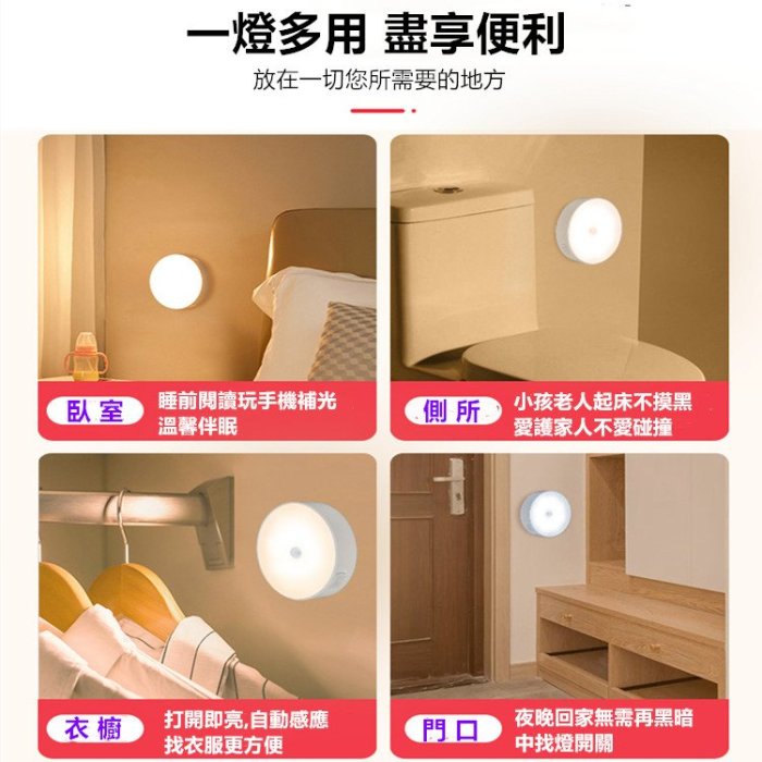 人體感應燈 智能家用走道樓梯LED燈 卧室夜間充電式小夜燈